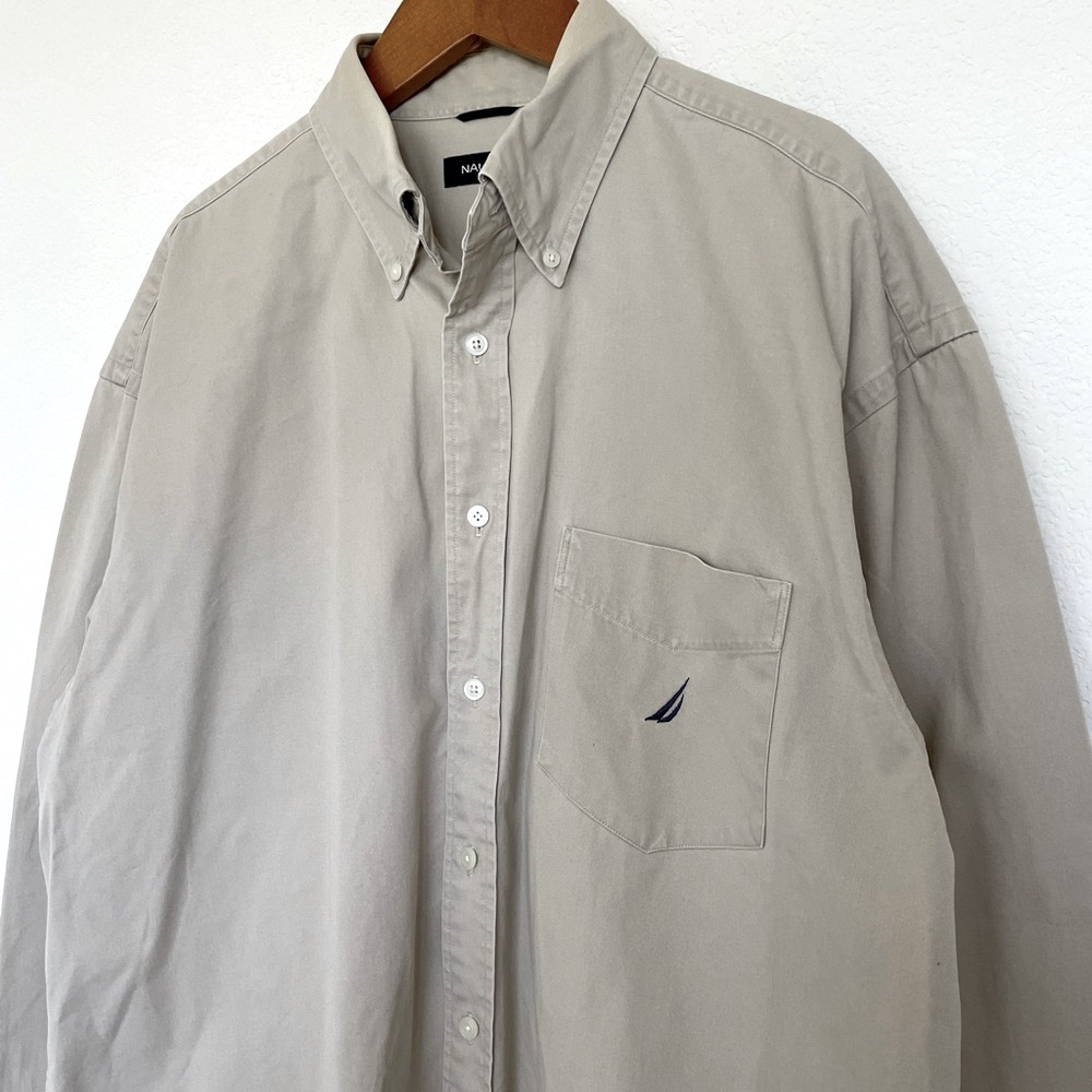 NAUTICA cotton tan beige sand shirt dress casual travel dress